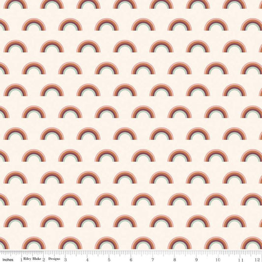 Flannel Salt and Honey Rainbows Cream  | Riley Blake - 1/4 Yard