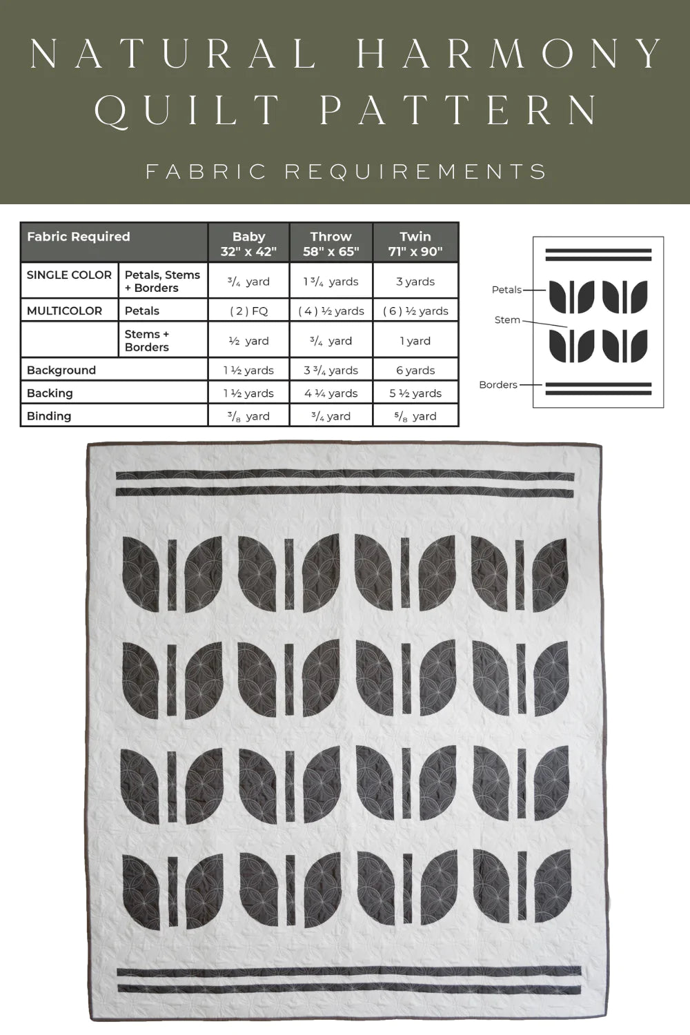 Natural Harmony Quilt Kit - Sewn Handmade