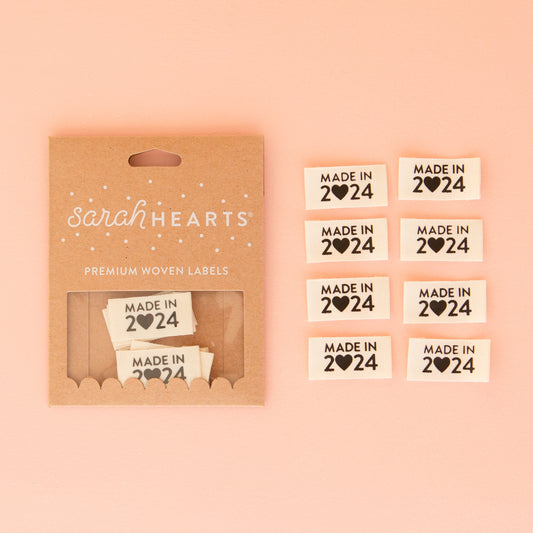 "Made In 2024" - Premium Woven Labels by Sarah Hearts